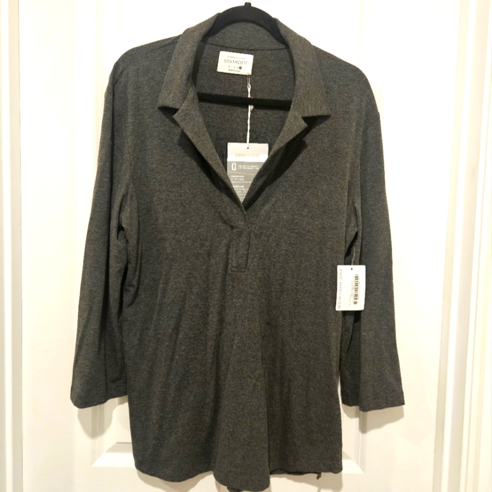 NWT Southcott Rayon Bamboo Collar Pull-over Grey Size XL